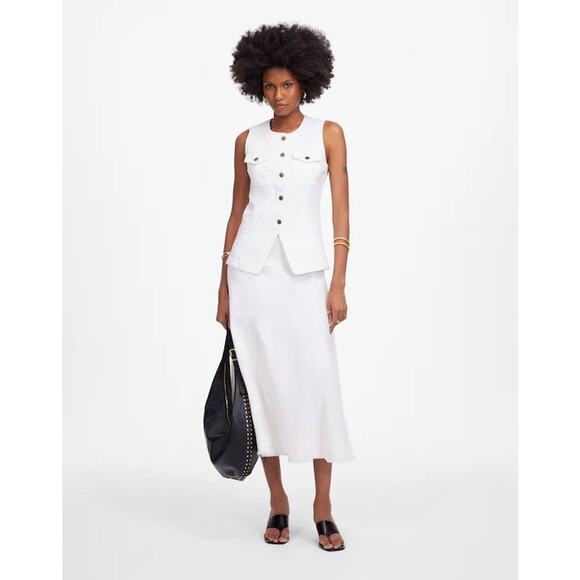 Madewell Denim High Crewneck Vest in Tile White Size 8 NWT New - Picture 15 of 16